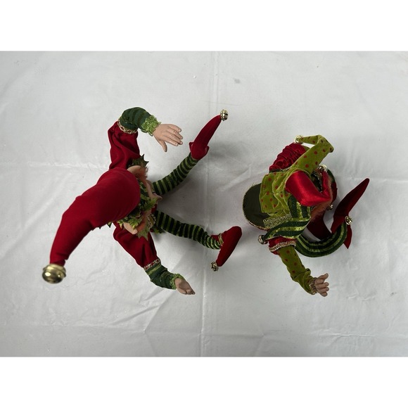 VTG Lot Of 2 Mark Roberts 32" Posable Christmas Fairy Jingle Bell Elves - Picture 7 of 10